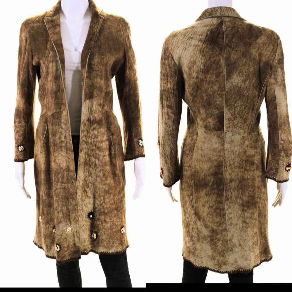 Vintage Deerskin Suede Leather Embroidered Beaded Jacket - Guerriero VTG Italy